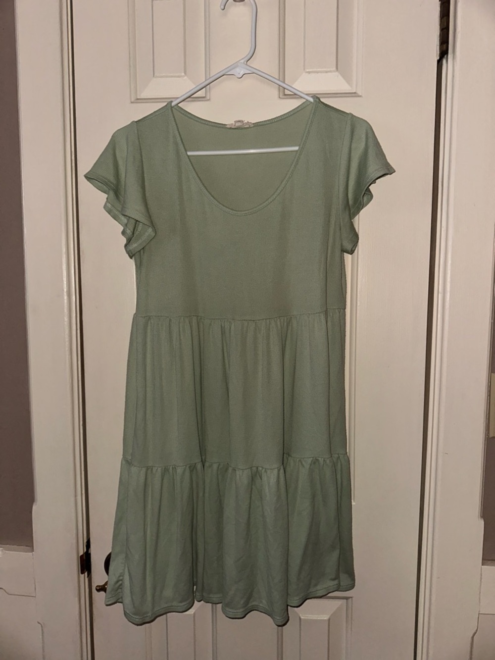 See You Monday Sage Green Tiered Short Dress